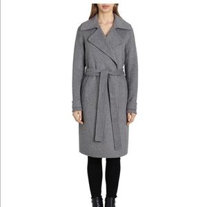 Badgley mischka belted wrap coat